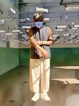 「Snow Peak（スノーピーク）のアイテム」を使った、ホンマヨさん（メンズ・175cm）の秋コーディネート