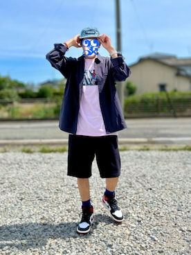 「Supreme （シュプリーム）のアイテム」を使った、ホンマヨさん（メンズ・175cm）の夏コーディネート