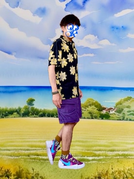 「夏コーデ」｜「アイテム（カーゴパンツ）」を使った、ホンマヨさん（メンズ・175cm）の夏コーディネート