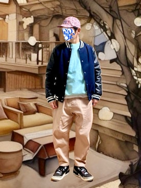 「Supreme （シュプリーム）のアイテム（トップス）」を使った、ホンマヨさん（メンズ・175cm）の冬コーディネート