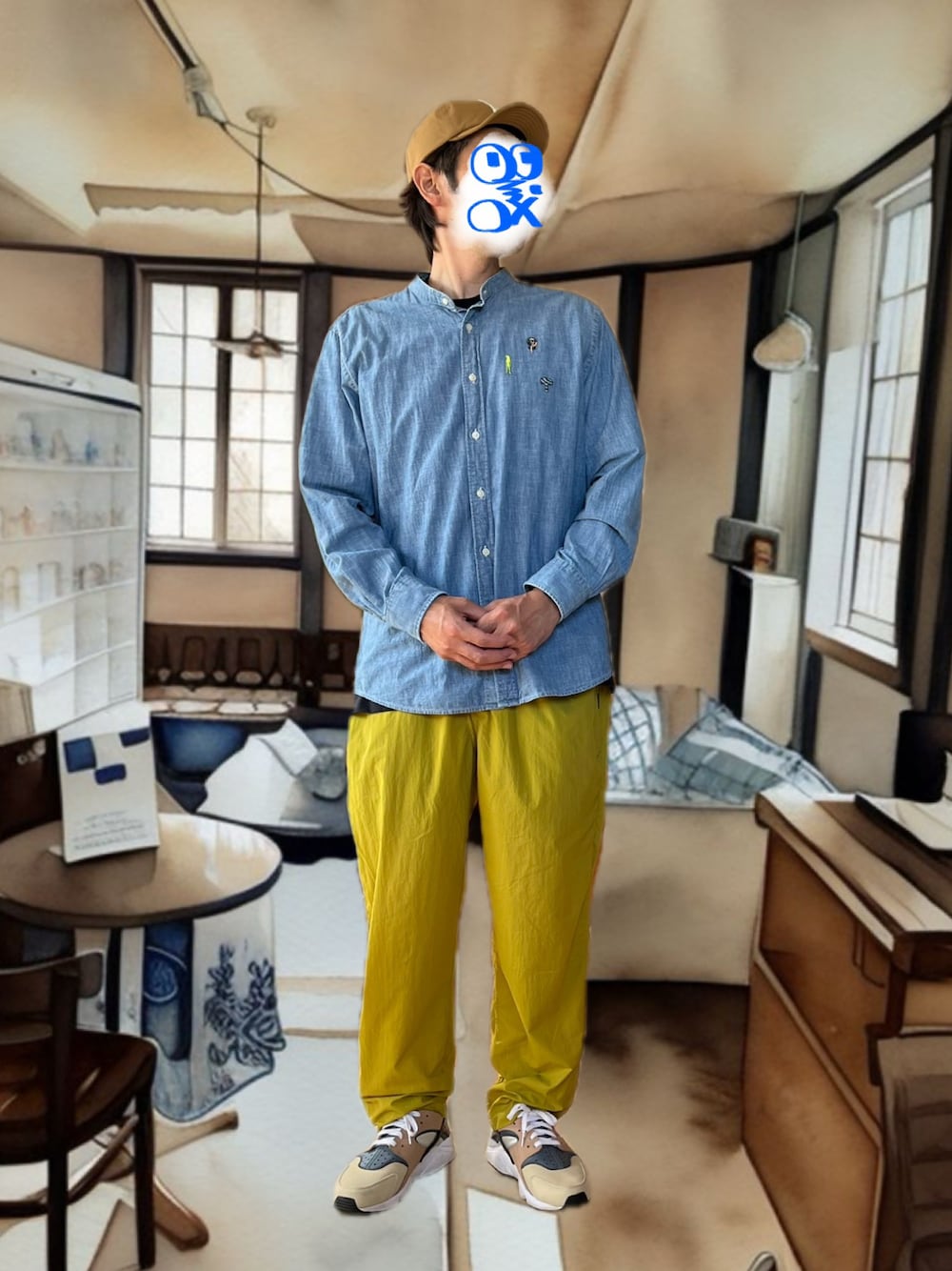 UNIQLO（ユニクロ）の「シャンブレースタンドカラーシャツ（長袖