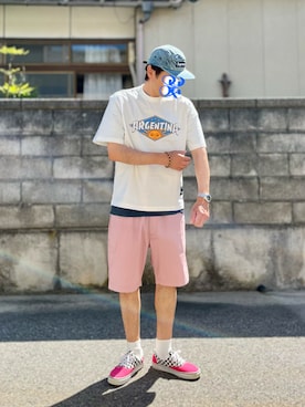 「アイテム（帽子）」を使った、ホンマヨさん（メンズ・175cm）の夏コーディネート