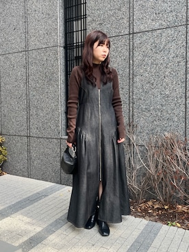 「キャミワンピース」｜ユウさん（レディース・157cm）の冬コーディネート