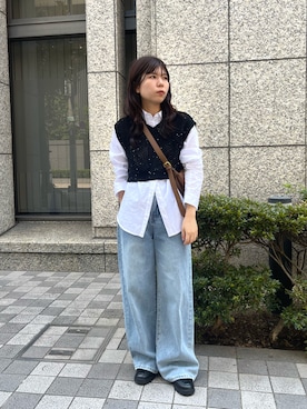 「アイテム（ベスト）」を使った、ユウさん（レディース・157cm）の夏コーディネート
