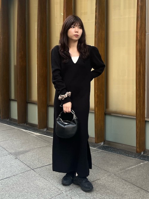 【&g'aime】2wayチョーカー付きニットワンピース　2-Way Choker Knit Dress