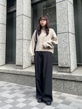 「スラックスパンツ」｜ユウさん（レディース・157cm）の冬コーディネート