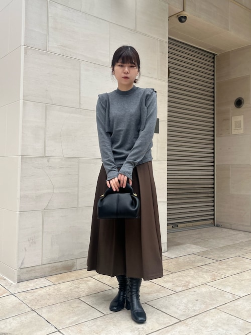 セール】【HER CLOSET】ショルダーフリルハイゲージデザインニット