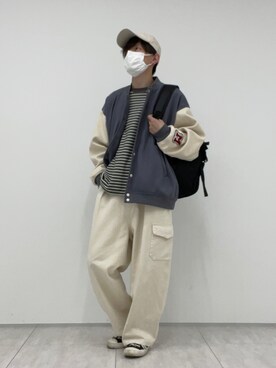 「バッグ」｜「アイテム（スタジャン）」を使った、PairPair_menさん（メンズ・169cm）の冬コーディネート