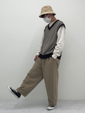 「pairpair」｜「アイテム（帽子）」を使った、PairPair_menさん（メンズ・170cm）の冬コーディネート