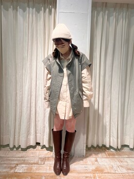 「ehka sopo（エヘカソポ）のアイテム（ミリタリージャケット）」を使った、anさん（レディース・151cm）の春コーディネート