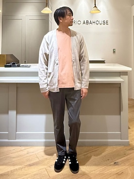 「ABAHOUSE（アバハウス）のワンポイント刺繍　クルーネック長袖Tシャツ（Tシャツ/カットソー）」を使った、murakamiさん（メンズ・179cm・40代）の秋コーディネート