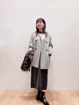 「アイテム（ストール/ショール）」を使った、umechiさん（レディース・150cm）の冬コーディネート