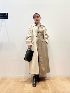 「アイテム（ステンカラーコート）」を使った、umechiさん（レディース・150cm）の秋コーディネート