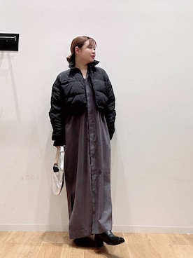 「アイテム（その他アウター、ブラック系）」を使った、umechiさん（レディース・150cm）の秋コーディネート