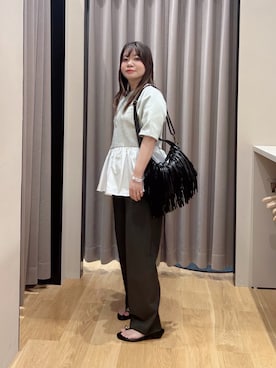 「URBAN RESEARCH（アーバンリサーチ）の『3サイズ展開』ポプリンイージーテーパードパンツ（その他パンツ、グリーン系）」を使った、umechiさん（レディース・150cm）の春コーディネート