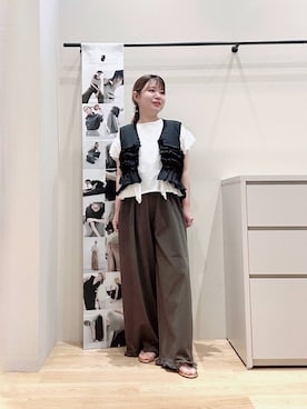 「LAATO（ラート）のfrill no sleeve blouse（シャツ/ブラウス）」を使った、umechiさん（レディース・150cm）の夏コーディネート