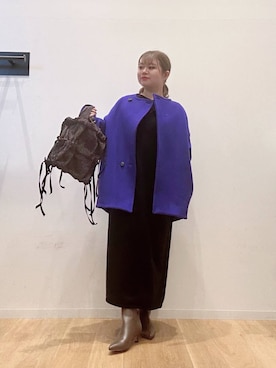 「アイテム（ノーカラーコート）」を使った、umechiさん（レディース・150cm）の秋コーディネート