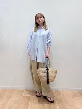 「かぐれ（カグレ）のコットンシアーレギュラーシャツ（シャツ/ブラウス、その他）」を使った、umechiさん（レディース・150cm）の夏コーディネート