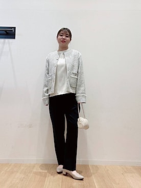 「URBAN RESEARCH（アーバンリサーチ）のアイテム（ノーカラージャケット）」を使った、umechiさん（レディース・150cm）の冬コーディネート