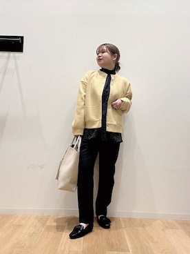 「URBAN RESEARCH Sonny Label（アーバンリサーチサニーレーベル）のストレッチメルトンカーディガン（カーディガン/ボレロ）」を使った、umechiさん（レディース・150cm）の秋コーディネート