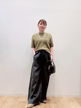 「URBAN RESEARCH（アーバンリサーチ）のCHRISTIAN VILLA　エナメルカーフレザーショルダーバッグ（ショルダーバッグ）」を使った、umechiさん（レディース・150cm）の秋コーディネート