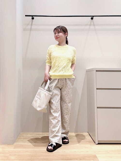 【ほぼ新品】リネン混ダメージ加工サマーニット セール】new basic リネン混ワッシャーハーフスリーブニット