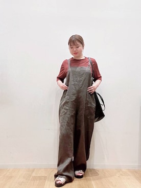 「アイテム（オールインワン・サロペット、グレー系）」を使った、umechizuさん（レディース・150cm）の夏コーディネート