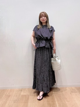 「URBAN RESEARCH（アーバンリサーチ）のmohi　クリアヒールサンダル（サンダル、ブラック系）」を使った、umechiさん（レディース・150cm）の夏コーディネート