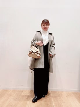 「アイテム（ステンカラーコート）」を使った、umechiさん（骨格ナチュラル・レディース・150cm）の冬コーディネート