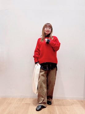 「アイテム（ストール/ショール）」を使った、umechiさん（レディース・150cm）の秋コーディネート