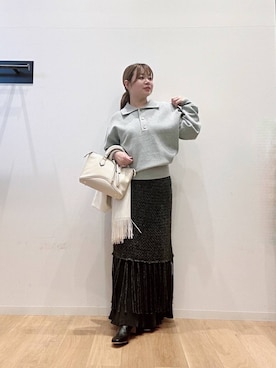 「URBAN RESEARCH（アーバンリサーチ）のアイテム（ストール/ショール）」を使った、umechiさん（レディース・150cm）の冬コーディネート