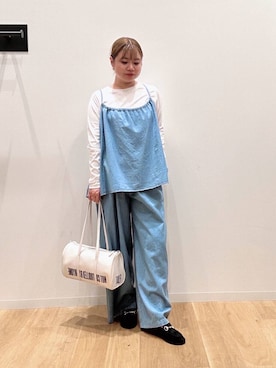「アイテム（サロペット/オーバーオール、ブルー系）」を使った、umechiさん（レディース・150cm）の秋コーディネート