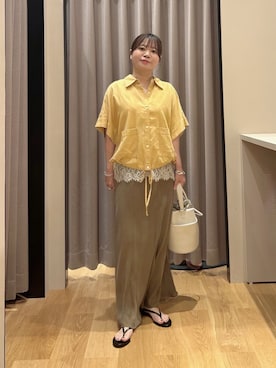 「URBAN RESEARCH（アーバンリサーチ）のキュプラバイアススカート（スカート）」を使った、umechiさん（レディース・150cm）の夏コーディネート
