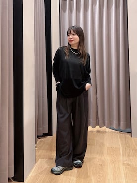 「URBAN RESEARCH（アーバンリサーチ）の『3サイズ展開』『イージーケア』タックギャザーストレートパンツ（その他パンツ、ブラウン系）」を使った、umechiさん（レディース・150cm）の春コーディネート