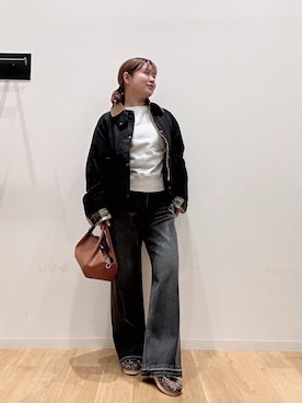 「アイテム（その他アウター、ブラック系）」を使った、umechiさん（レディース・150cm）の秋コーディネート