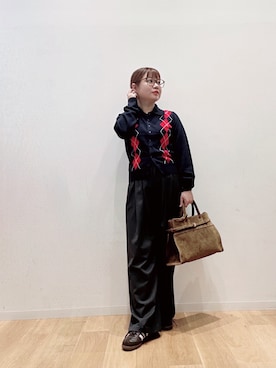 「アイテム（メガネ）」を使った、umechiさん（レディース・150cm）の秋コーディネート