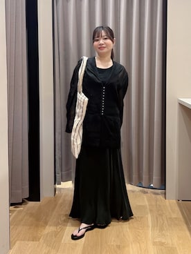 「URBAN RESEARCH（アーバンリサーチ）のnew basic　SHEER VOILE SAILOR SHIRTS（シャツ/ブラウス、ブラック系）」を使った、umechiさん（レディース・150cm）の春コーディネート