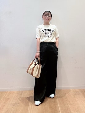 「URBAN RESEARCH（アーバンリサーチ）の『別注』Mixta×URBAN RESEARCH　HEMET（Tシャツ/カットソー、ベージュ系）」を使った、umechiさん（レディース・150cm）の夏コーディネート