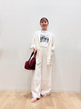 「URBAN RESEARCH（アーバンリサーチ）のコットンギャザーワイドパンツ（その他パンツ）」を使った、umechizuさん（レディース・150cm）の夏コーディネート