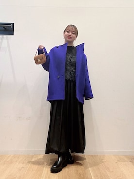 「アイテム（ノーカラーコート）」を使った、umechiさん（レディース・150cm）の冬コーディネート