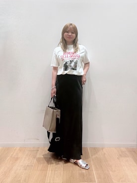 「URBAN RESEARCH（アーバンリサーチ）のキュプラバイアススカート（スカート、ブラック系）」を使った、umechiさん（レディース・150cm）の夏コーディネート