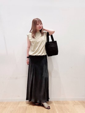 「URBAN RESEARCH（アーバンリサーチ）のニャリガバスケットバッグM（かごバッグ）」を使った、umechiさん（レディース・150cm）の夏コーディネート