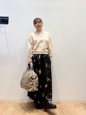 「URBAN RESEARCH（アーバンリサーチ）のレザーボストンバッグ（ボストンバッグ）」を使った、umechiさん（レディース・150cm）の秋コーディネート