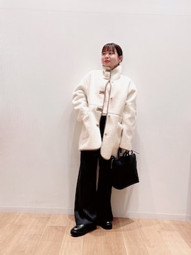 「URBAN RESEARCH（アーバンリサーチ）のアイテム（ムートンコート）」を使った、umechiさん（レディース・150cm）の冬コーディネート