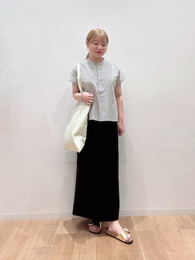 「URBAN RESEARCH（アーバンリサーチ）の『別注』LeSportsac×URBAN RESEARCH　LARGE EMERALD TOTE（トートバッグ、ベージュ系）」を使った、umechiさん（レディース・150cm）の夏コーディネート