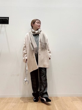 「URBAN RESEARCH（アーバンリサーチ）のアイテム（ストール/ショール）」を使った、umechiさん（レディース・150cm）の冬コーディネート