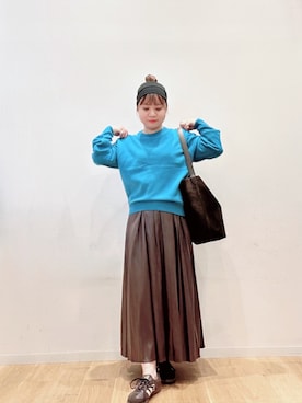 「URBAN RESEARCH（アーバンリサーチ）のウール100 クルーネックソフトニット（ニット/セーター）」を使った、umechiさん（レディース・150cm）の秋コーディネート