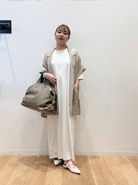「URBAN RESEARCH（アーバンリサーチ）のレザーボストンバッグ（ボストンバッグ）」を使った、umechiさん（レディース・150cm）の夏コーディネート