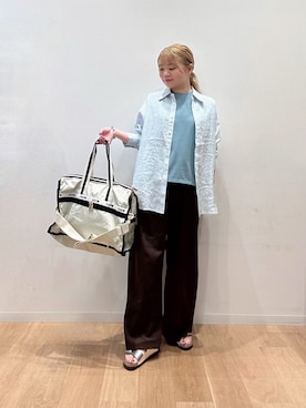 「URBAN RESEARCH（アーバンリサーチ）の汗染み防止ショルダータックカットソー（タンクトップ、ブルー系）」を使った、umechiさん（レディース・150cm）の夏コーディネート