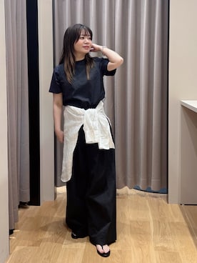 「URBAN RESEARCH（アーバンリサーチ）のナローストラップトングサンダル（サンダル、ブラック系）」を使った、umechiさん（レディース・150cm）の春コーディネート